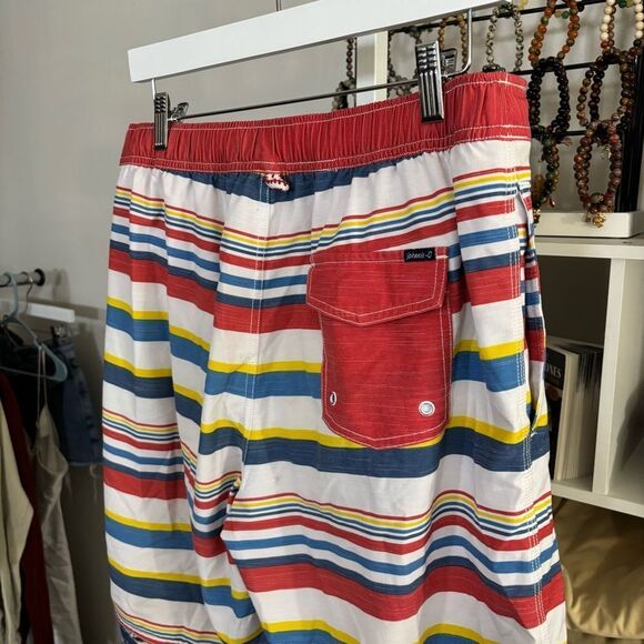 JOHNNIE O mens medium Colorful Striped Swim Shorts surf 🏄‍♂️ trunks - Picture 6 of 7